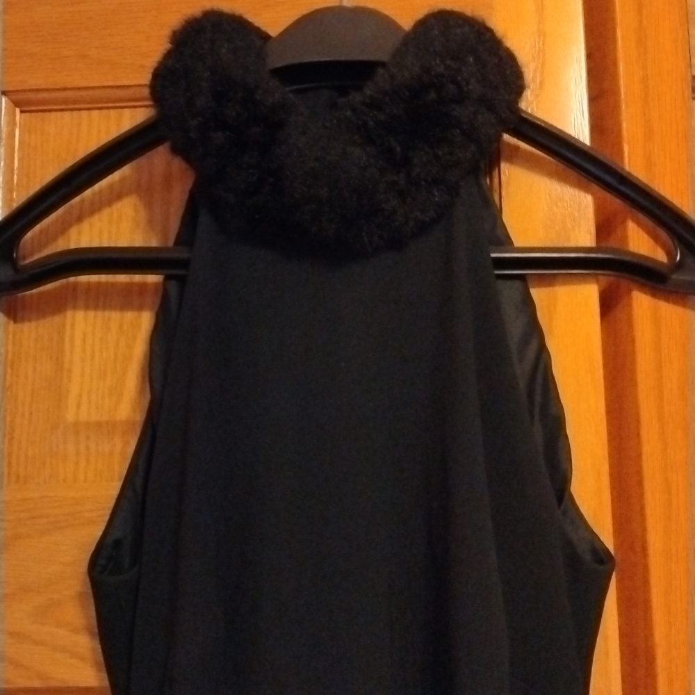 Ralph Lauren black long formal dress with faux fur collar, Vintage size 4 - Picture 3 of 16